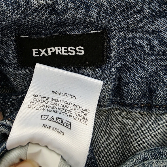 Express Relaxed Wide-Leg Super High Rise Blue Jeans Size 6L - Picture 10 of 12